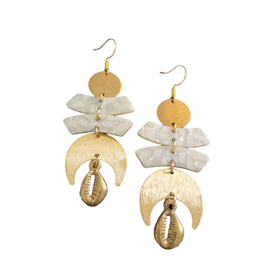 The Suzzy Brass Cowrie Shell Earrings