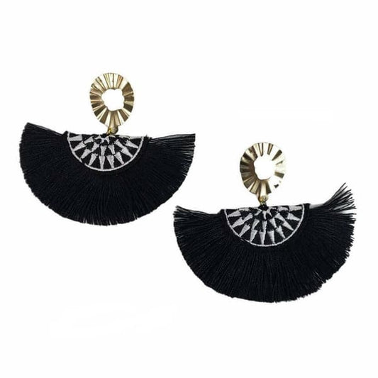 The Amaya Black Fan Earrings